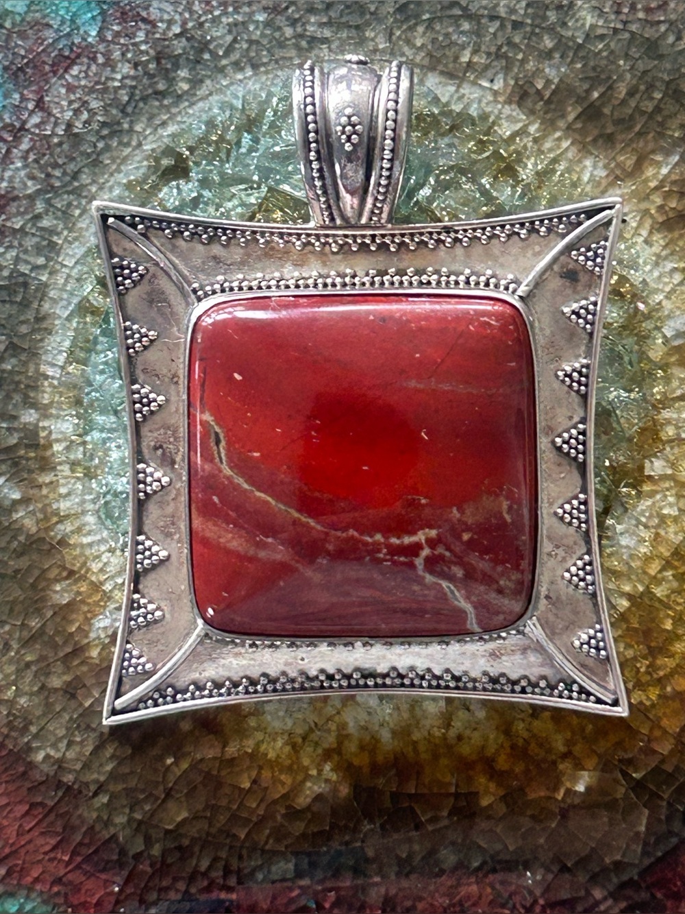 Vintage Suarti Red Jasper Sterling Pendant